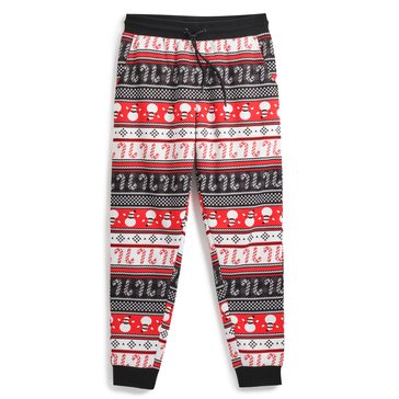 Hollywood Denim Men's Pull-On Sherpa Bonded Jersey Candy Cane Snowman Joggers