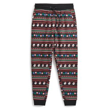 Hollywood Denim Men's Pull-On Sherpa Bonded Jersey Christmas Presents Snowman Joggers  