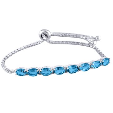 Sky Blue Topaz Slider Bolo Bracelet