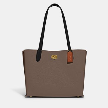 COACH Colorblock Leather with Coated Canvas Signature Interior Willow Tote