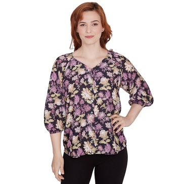 Emaline Women's 3/4 Sleeve Floral Georgette Blouse