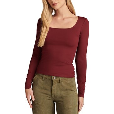 Lucky Brand Women's Square Neck Long Sleeve Top