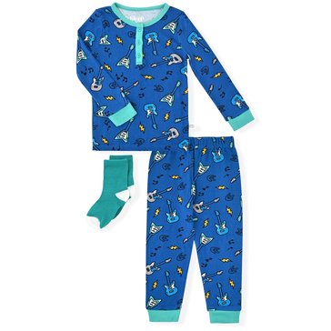 Sleep On It Toddler Boys' Long Sleeve Guitars Tight Fit Sleep Set with Socks