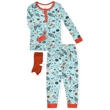 Sleep On It Toddler Boys' Long Sleeve Space Tight Fit Sleep Set with Socks