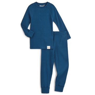 Sleep On It Toddler Boys' Organic Raglan Sleeve Rib Kint Long Sleeve Sleep Set