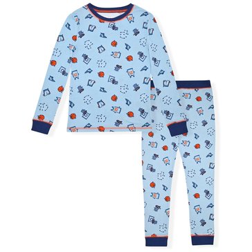 Sleep On It Big Boys' Long Sleeve Basketball Tight Fit Sleep Set 2-Piece