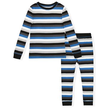 Sleep On It Big Boys' Long Sleeve Striped Tight Fit Sleep Set 2-Piece