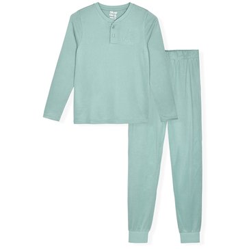 Sleep On It Big Boys' Long Sleeve Cool Haccit Top And Joggers 2-Piece Sleep Set