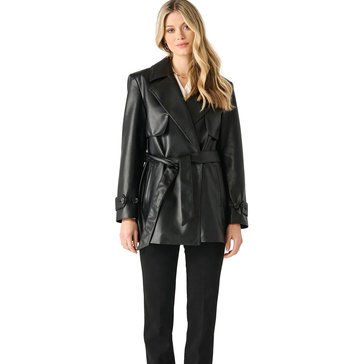 Black Tape Women's Vegan Leather Trench Coat