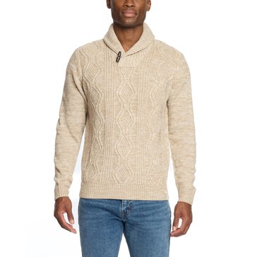 Weatherproof Men's Cable Fisherman Shawl Collar Sweater 