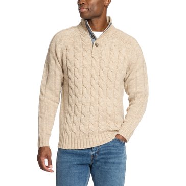 Weatherproof Men's Cable Button Mock Sweater 