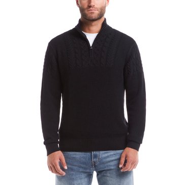 Weatherproof Men's Cable Yoke Quarter Zip Sweater 