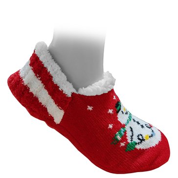 Legale Women's Snowman Sherpa Lined Heel Hugger Slipper Socks