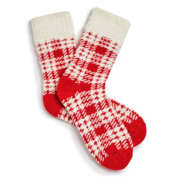 Legale Women's Feather Top Plaid Lodge Slipper Socks