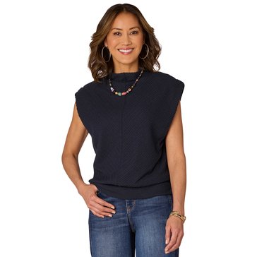 Democracy Women's Cap Sleeve Mitered Knit Top