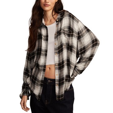 Lucky Brand Women's Cloud Plaid Boyfriend Flannel Shirt