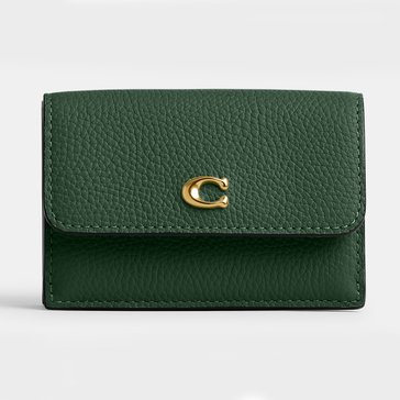 COACH Polished Pebble Leather Essential Mini Trifold Wallet