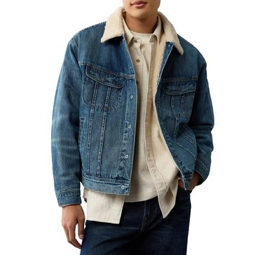 AE Men's Shearling Denim Trucker Jacket