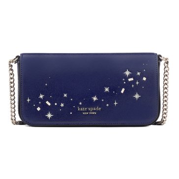 Kate Spade New York Devin Embellished Shiny Saffiano Flap Chain Wallet