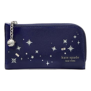 Kate Spade New York Devin Embellished Shiny Saffiano Small Slim Bifold Wallet