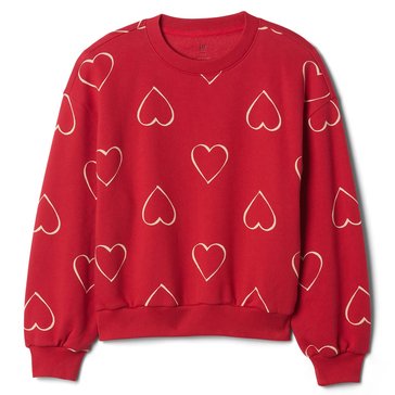 Gap Big Girls' Heart Fleece Crewneck