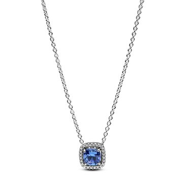 Pandora Sparkling Square Blue Halo Pendant Necklace