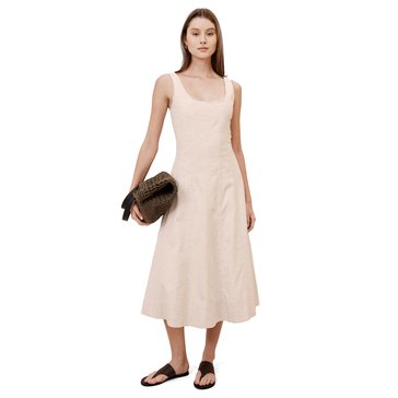 Banana Republic Women's Sleeveless Linen Square Neck Midi Dress