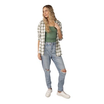 AE Women's Oversized Flannel Plaid Shirt