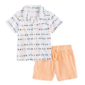 Wanderling Baby Boys' Short Sleeve Cars Shorts Set