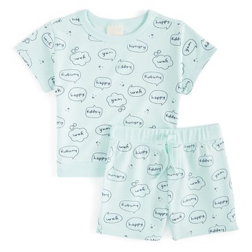 Wanderling Baby Boys' Short Sleeve Word Bubble Shorts Set