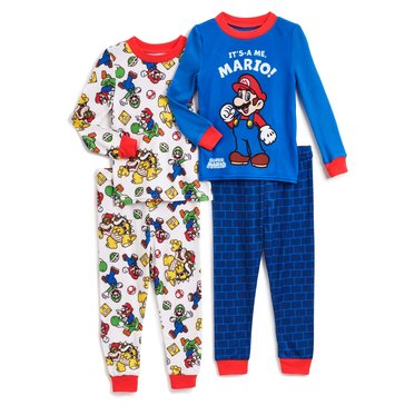 Mario Toddler Boys' Hacci Pajama Set 4-Piece 