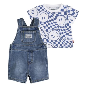 Levi Baby Boys' Denim Smiley Shortall Set