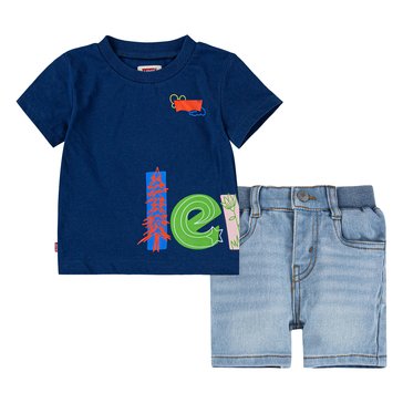 Levi Baby Boys' Doodle Logo Tee Short Set