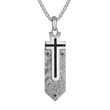 Bulova Men's Marc Anthony Damascus Amulet with Cross Diamond Pendant