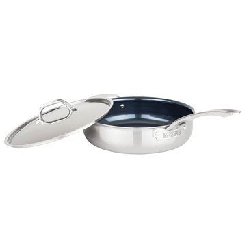 Viking 4-Ply PerformanceTi Saute Pan with Stainless Steel Lid and Helper Handle