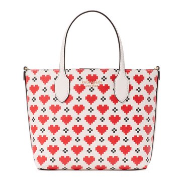 Kate Spade New York Bleecker Pixelated Hearts Crossgrain Printed PVC Medium Crossbody Tote