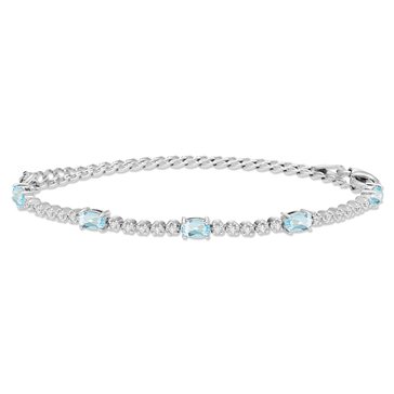 Aquamarine Oval Cut Station Adjustable Bracelet