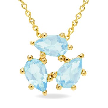 Aquamarine Pear Cut Circular Trio Pendant Necklace