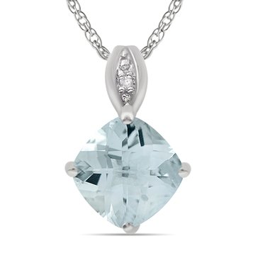 Aquamarine Antique Cut Pendant Necklace