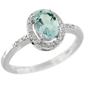 Aquamarine Oval Cut with White Topaz Halo Ring