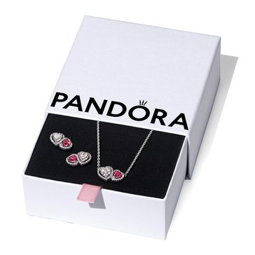 Pandora Sparkling Red Halo Heart Gift Set