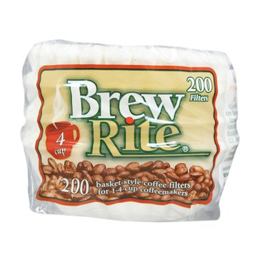 Brew Rite 4-Cup Basket Disposable Filters, 200-Count