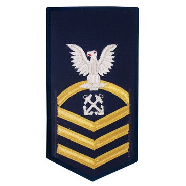 USCG E7 (BM) Men's Rating Badge Gold on Blue Vanfine BULLION