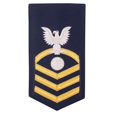 USCG E7 (EM) Men's Rating Badge Gold on Blue Vanfine BULLION