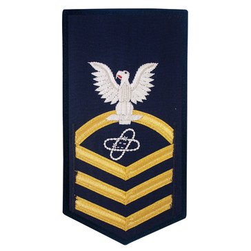 USCG E7 (ET) Men's Rating Badge Gold on Blue Vanfine BULLION