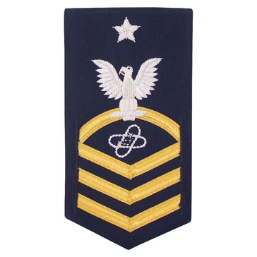 USCG E8 (ET) Men's Rating Badge Vanfine BULLION Gold on Blue 
