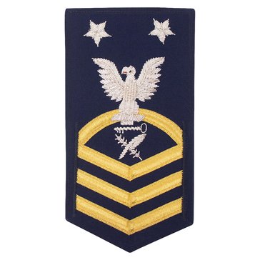 USCG E9 (SS) Men's Rating Badge Vanfine BULLION Gold on Blue 