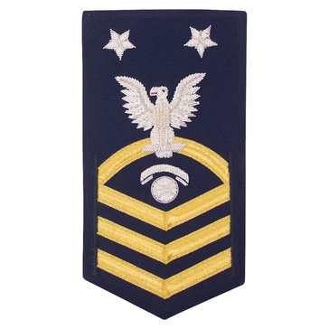 USCG E9 (IT/RM) Men's Rating Badge Vanfine BULLION Gold on Blue