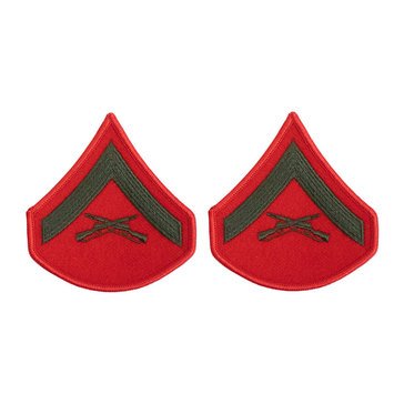 USMC Women's Chevron Green on Red LCPL