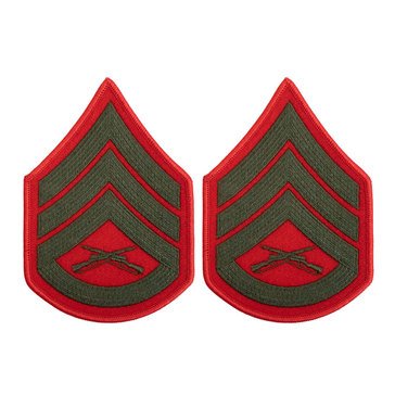 USMC Women's Chevron Green on Red SSGT